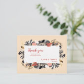 Carte Postale Blush romantique & Black Floral Mariage Merci (Debout devant)