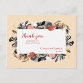 Carte Postale Blush romantique & Black Floral Mariage Merci (Devant)