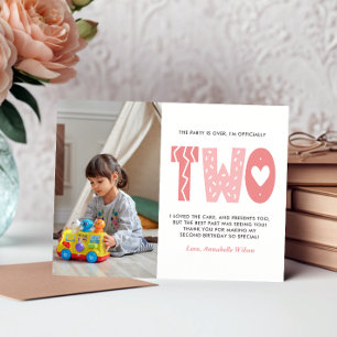 Carte Postale Blush rose 2e Merci d'anniversaire