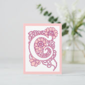 Carte Postale Blush Rose Fleur Initiale C Monogramme | Bot Roman (Debout devant)