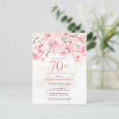 Carte Postale Blush rose floral 70e anniversaire Invitation Post (Debout devant)