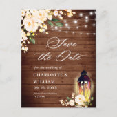 Carte Postale Blush Rose Rustic Wood Wedding Enregistrer la date (Devant)