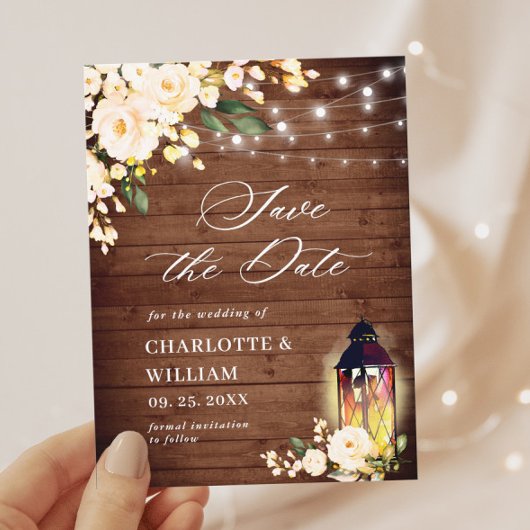 Carte Postale Blush Rose Rustic Wood Wedding Enregistrer la date