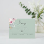 Carte Postale Blush rose Sage Floral Mariage RSVP Budget (Debout devant)