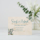 Carte Postale Blush & Sage avec aquarelle Foliage Mariage RSVP (Debout devant)