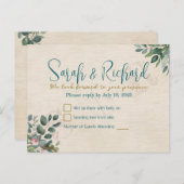 Carte Postale Blush & Sage avec aquarelle Foliage Mariage RSVP (Devant / Derrière)