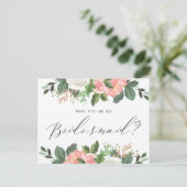 Carte Postale Blush Spring Floral Serez-Vous Ma Femme D'Accueil (Debout devant)