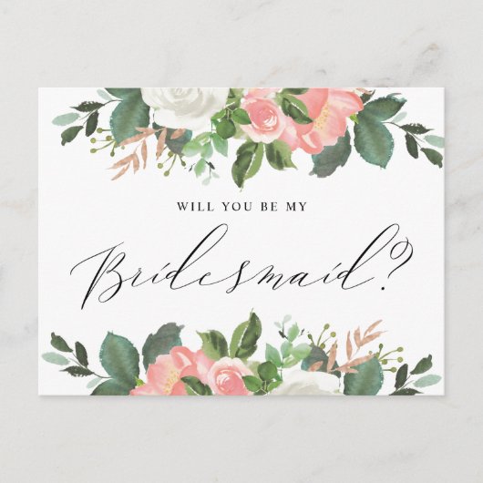 Carte Postale Blush Spring Floral Serez-Vous Ma Femme D'Accueil (Devant)