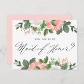 Carte Postale Blush Spring Floral Serez-vous ma femme d'honneur (Devant / Derrière)