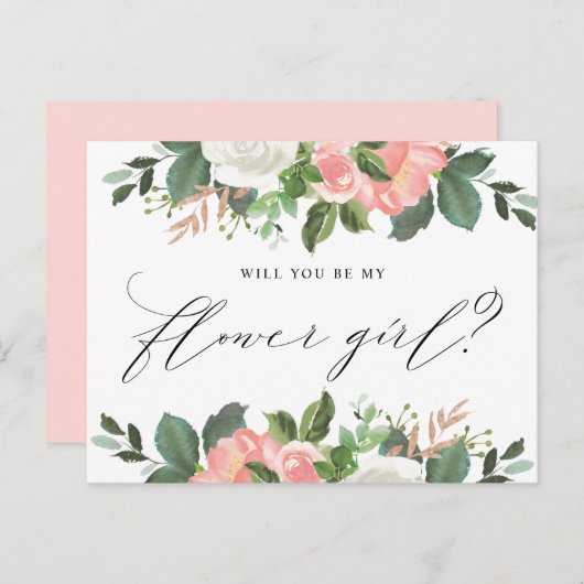 Carte Postale Blush Spring Floral Vous Serez Ma Fille Fleur (Devant / Derrière)