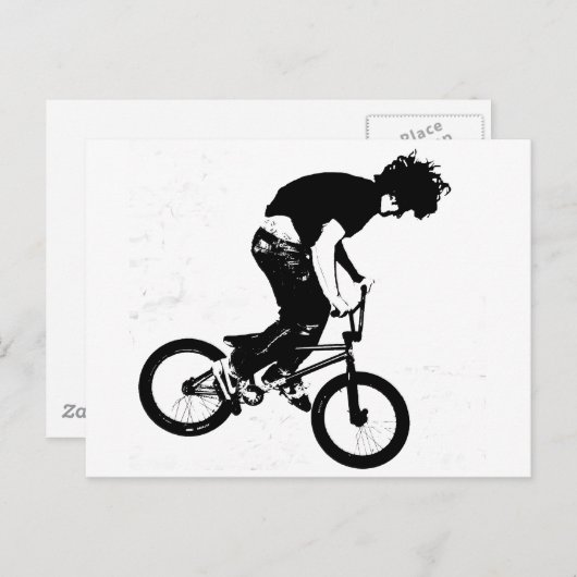 Carte Postale BMX Rider en noir et blanc (Devant / Derrière)
