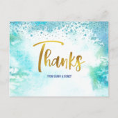 Carte Postale B'nai Mitzvah Gold Turquoise Merci d'aquarelle (Devant)