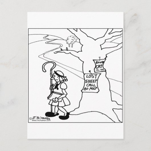 Carte Postale Bo Peep Posts Lost Sheep Sign (Devant)