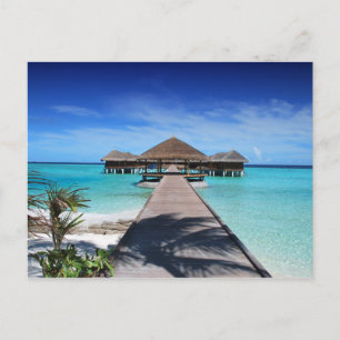Carte Postale Boardwalk, Dock to Cabanas, Plage, Océan, Maldives