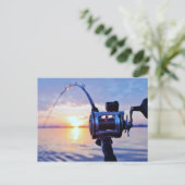 Carte Postale Bobine de pêche au coucher du soleil (Debout devant)