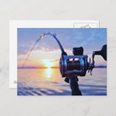 Carte Postale Bobine de pêche au coucher du soleil (Devant / Derrière)