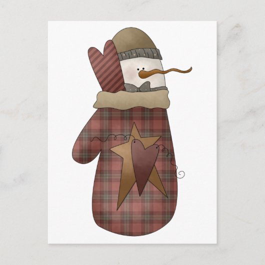 Carte Postale Bobines de neige ・ Snowman & Mitten (Devant)