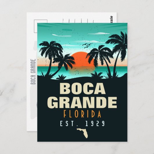Carte Postale Boca Grande Floride Rétro Sunset Souvenirs 60s (Devant / Derrière)