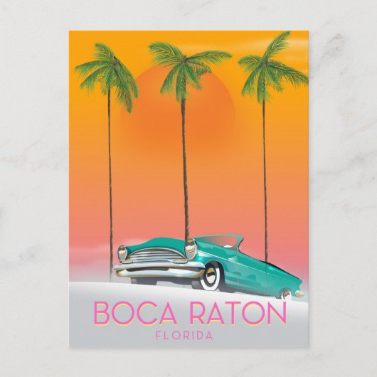 Carte Postale Boca Raton Florida affiche de voyage. (Devant)