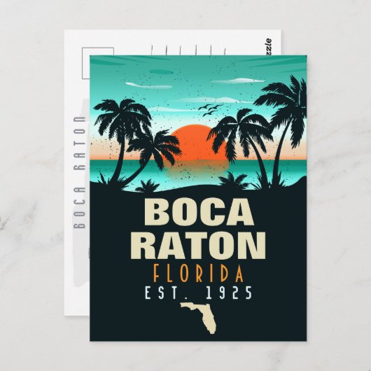 Carte Postale Boca Raton Florida Retro Sunset Beach Souvenirs (Devant / Derrière)