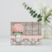 Carte Postale Bocal Mason Hydrangea Rose Monogramme Date Changé (Debout devant)