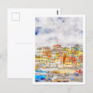 Carte Postale Boccadasse Italie célèbre Travel Place Watercolor