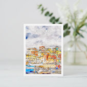 Carte Postale Boccadasse Italie célèbre Travel Place Watercolor (Debout devant)
