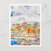 Carte Postale Boccadasse Italie célèbre Travel Place Watercolor (Devant)