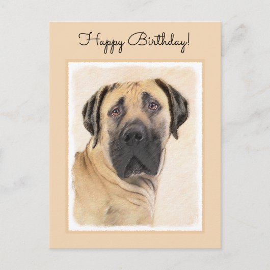 Carte Postale Boerboel Peinture - Cute Original Chien Art (Devant)