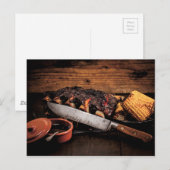 Carte Postale Boeuf barbecue, côtes et maïs. (Devant / Derrière)