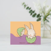Carte Postale Boeuf de lapin mignon, Oeuf de Pâques vert (Debout devant)