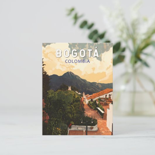 Carte Postale Bogota Colombie Illustration Voyage Art Rétro (Debout devant)