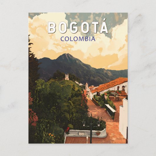 Carte Postale Bogota Colombie Illustration Voyage Art Rétro (Devant)