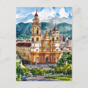 Carte Postale Bogota, Colombie Peinture aquarelle