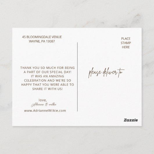 Carte Postale Bohême Boho Automne Pampas Mariage Merci (Dos)