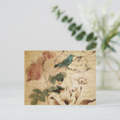 Carte Postale Bohème chic Paris Scripts oiseau français botaniqu (Debout devant)
