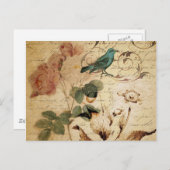 Carte Postale Bohème chic Paris Scripts oiseau français botaniqu (Devant / Derrière)
