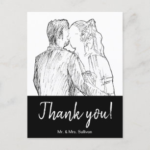 Carte Postale Bohème moderne Croquis photo Merci noir