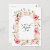 Carte Postale Bohemian Boho aquarelle florale chic chic Merci (Devant / Derrière)