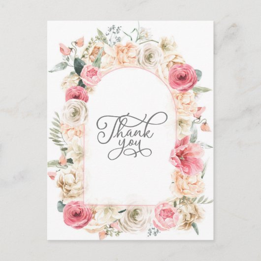 Carte Postale Bohemian Boho aquarelle florale chic chic Merci (Devant)