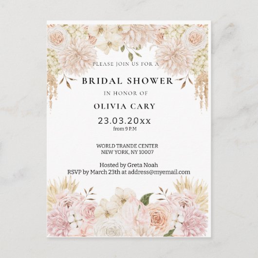 Carte Postale Bohemian Chic Mariage floral (Devant)