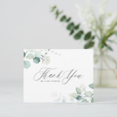 Carte Postale Boho Aquarelle Eucalyptus Mariage Merci (Debout devant)