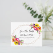 Carte Postale Boho aquarelle géométrique Floral Enregistrer la d (Debout devant)