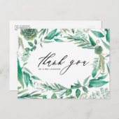 Carte Postale Boho Aquarelle Verdure et Merci Succulent (Devant / Derrière)