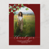 Carte Postale Boho Arch Ivy Dark Red Graduation Merci (Devant)