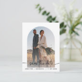 Carte Postale Boho arch overlay Calligraphie Enregistrer la date (Debout devant)