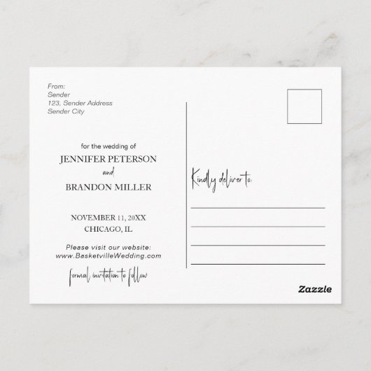 Carte Postale Boho arch overlay Calligraphie Enregistrer la date (Dos)
