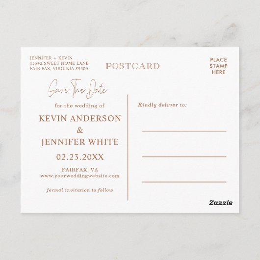 Carte Postale Boho automne herbe des pampas save the date (Dos)