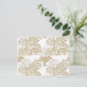 Carte Postale Boho Beige Jungle Animaux Safari Chinoiserie