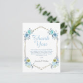 Carte Postale Boho Bleu Floral C'est un Garçon Baby Shower Merci (Debout devant)